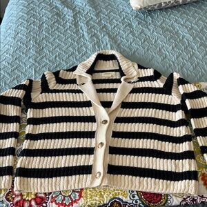 Striped Black and Cream Women's Sweater